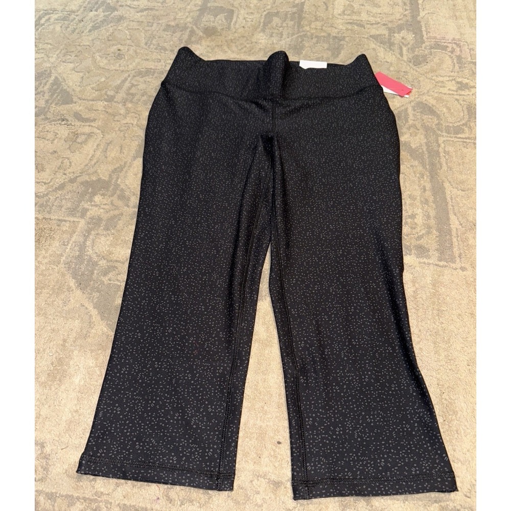New‎ Womens LIVI Active Cropped Leggings  Size 14 / 16 Black Gray